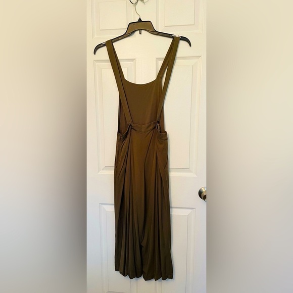 FOREVER 21 Green Pleated Suspenders Wide Leg Jumpsuit Overalls Romper Size S - Picture 2 of 7